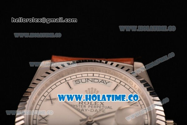 Rolex Day-Date Asia 2813/Swiss ETA 2836/Clone Rolex 3135 Automatic Steel Case with White Dial and Roman Numeral Markers (BP) - Click Image to Close
